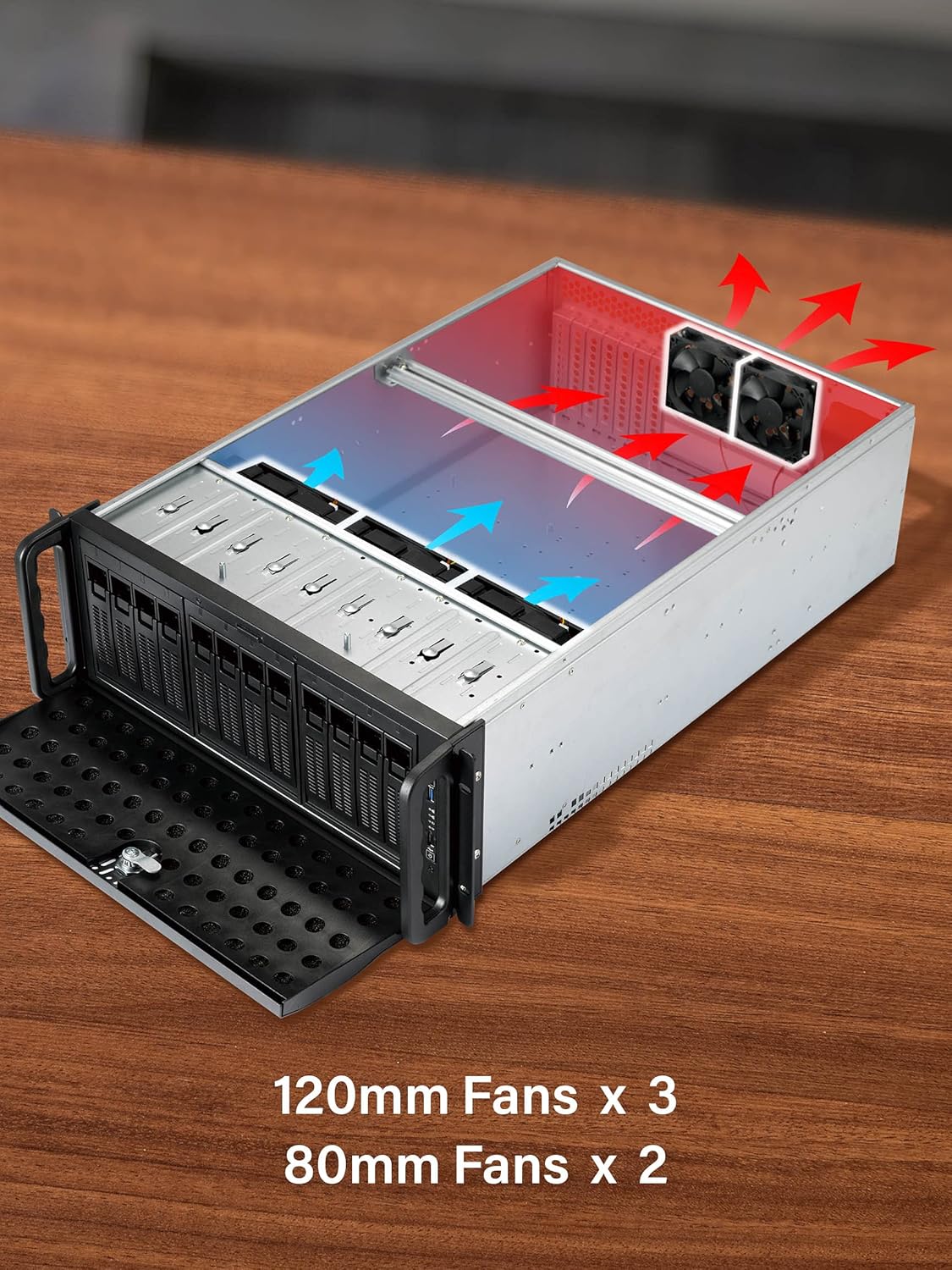 Rosewill 4U Server Chassis 11 Bay Server Case 8X 3.5 + 3X 5.25 HDD, E-ATX, Rackmount Server Case, Include Front 5X 120mm Fans Rear 2X 80mm Fans Metal Rack Mount Computer Case 25 Deep, RSV-L4000U
