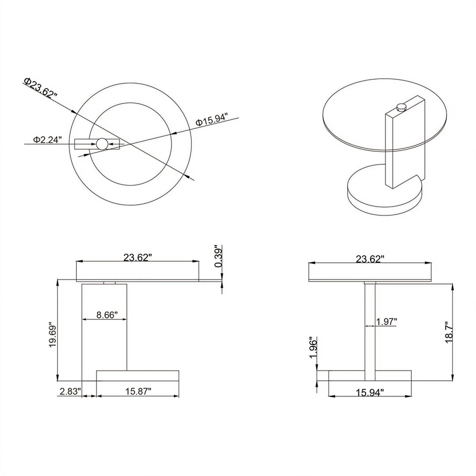Home Square 2-Piece Set with Cocktail Table and Lamp Table in Walnut