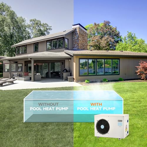 Above Ground Pool Heater EU50, Max 16184BTU Up to 5000gallons Electric Swimming Pool Heat Pumps, Titanium Heat Exchanger, 5.62 COP, 110V/120V, Fits 8/11/15 Foot Pools Heating Pool Warmer