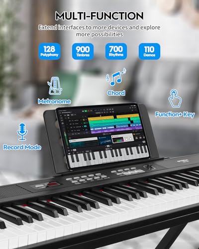 STRICH 88 Key Digital Piano Full Size Electric Keyboard with Semi-Weighted Sensitive Keys, Portable Electric Piano Set With Piano Stand, Sustain Pedal, Headphones, Music Rest, Black, SEP-150