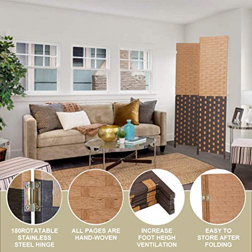 Room Dividers and Folding Privacy Screens 6 Panel 6 ft Foldable Portable Room Seperating Divider, Handwork Wood Mesh Woven Design Room Divider Wall, Room Partitions and Dividers Freestanding, Black