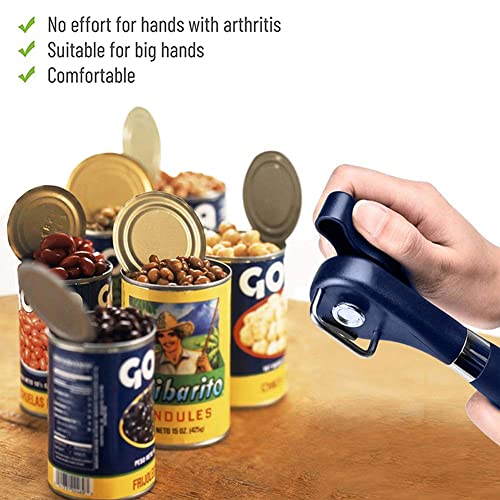 2 in 1 Safety Can Opener Manual Smooth Edge & Bottle Opener, No-Trouble-Lid-Lift Manual Can Opener with Magnet, Large Rubber Handle & Stainless Steel Blade, Side Cut Hand Can Opener for Kitchen