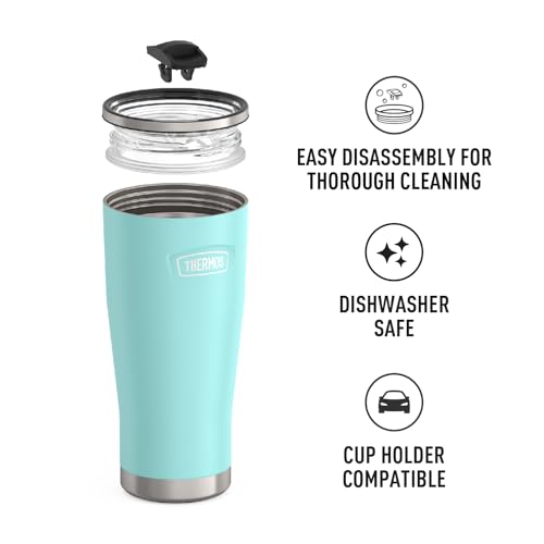 THERMOS ICON SERIES, Stainless Steel Cold Tumbler with Slide Lock, 24 Ounce, Sandstone