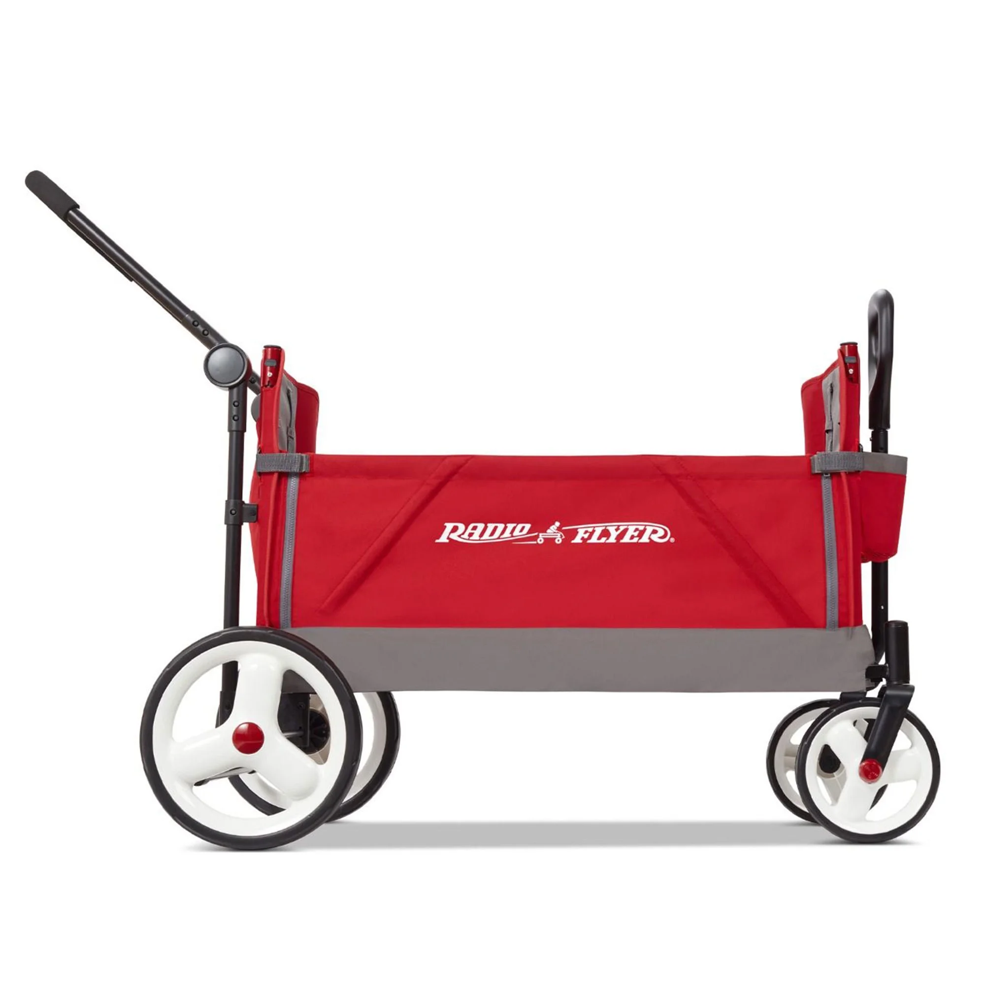 Radio Flyer Convertible Stroll N Wagon with Pull & Push Handle, Red/Black