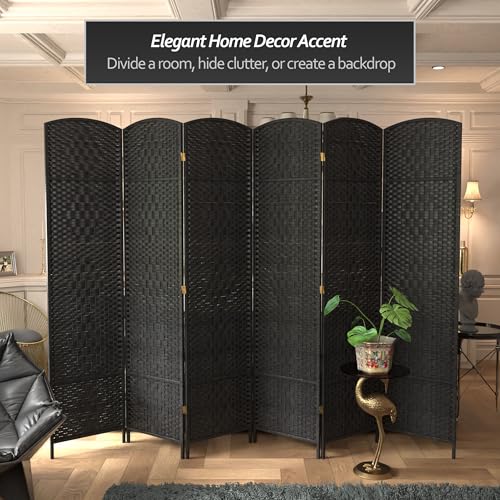 Red Lantern 7 ft. Tall Diamond Weave Dark Beige-6 Panels Room Divider