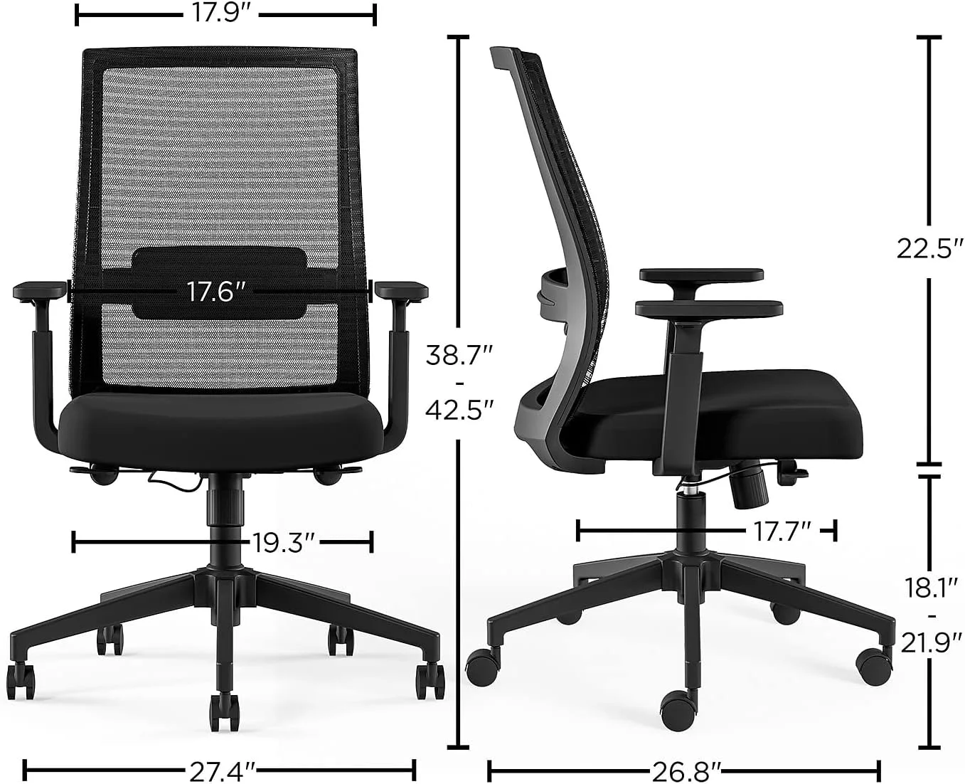 Prestige Marrett Fabric/Mesh Swivel Task Chair, Black, 2/Pack (Un53249-Ccvs)