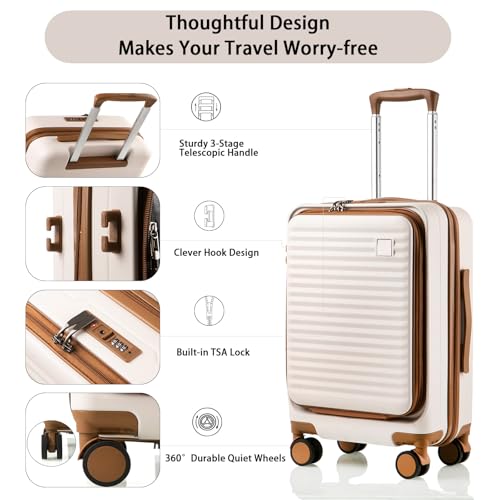 Expandable Carry On Luggage Durable Hardside Lightweight Rolling Suitcases with Spinner Wheels TSA Lock, (Black, 20-Inch)