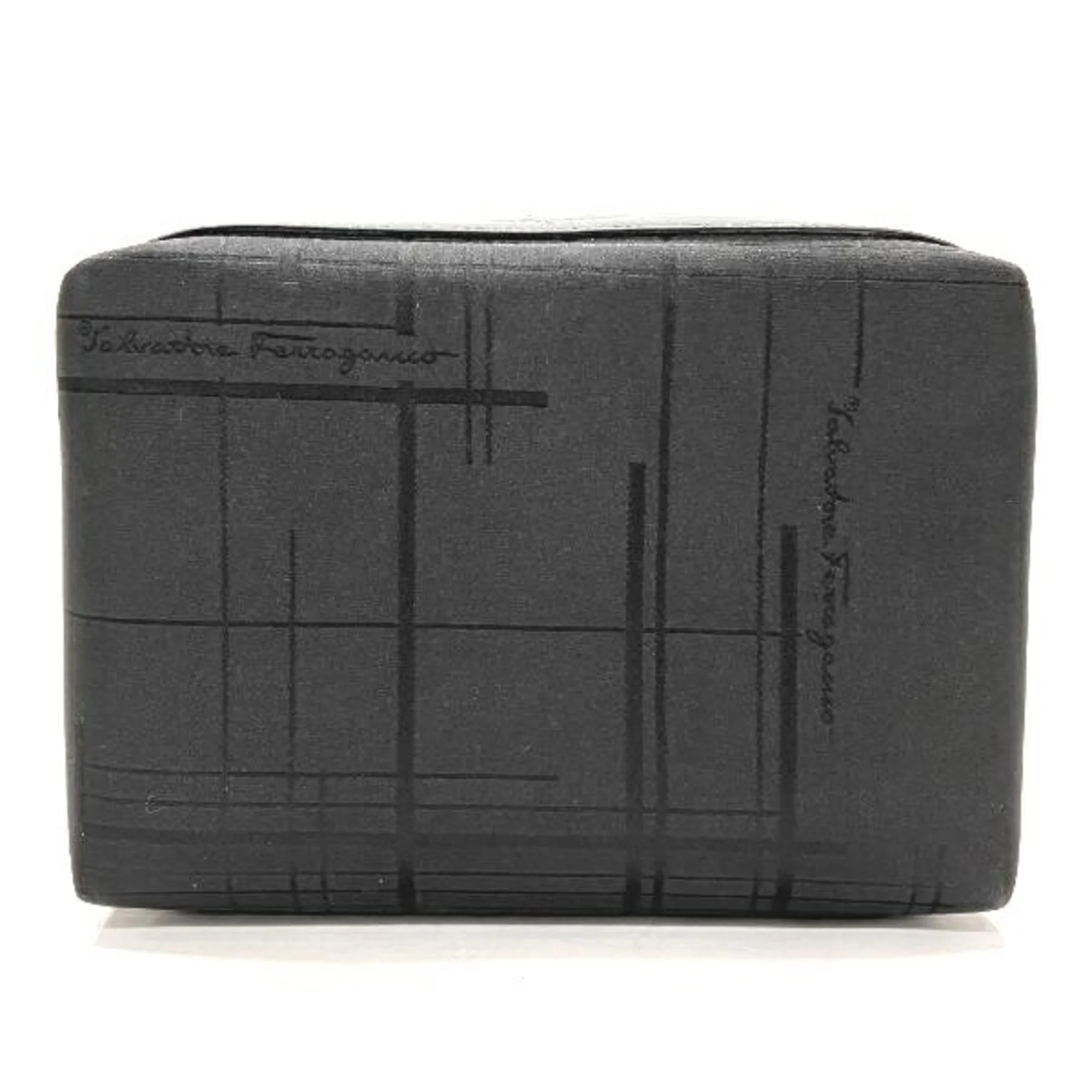 Pre-Owned Salvatore Ferragamo Ferragamo 6639 Nylon Black Brand Accessory Pouch Ladies Bag (Fair)