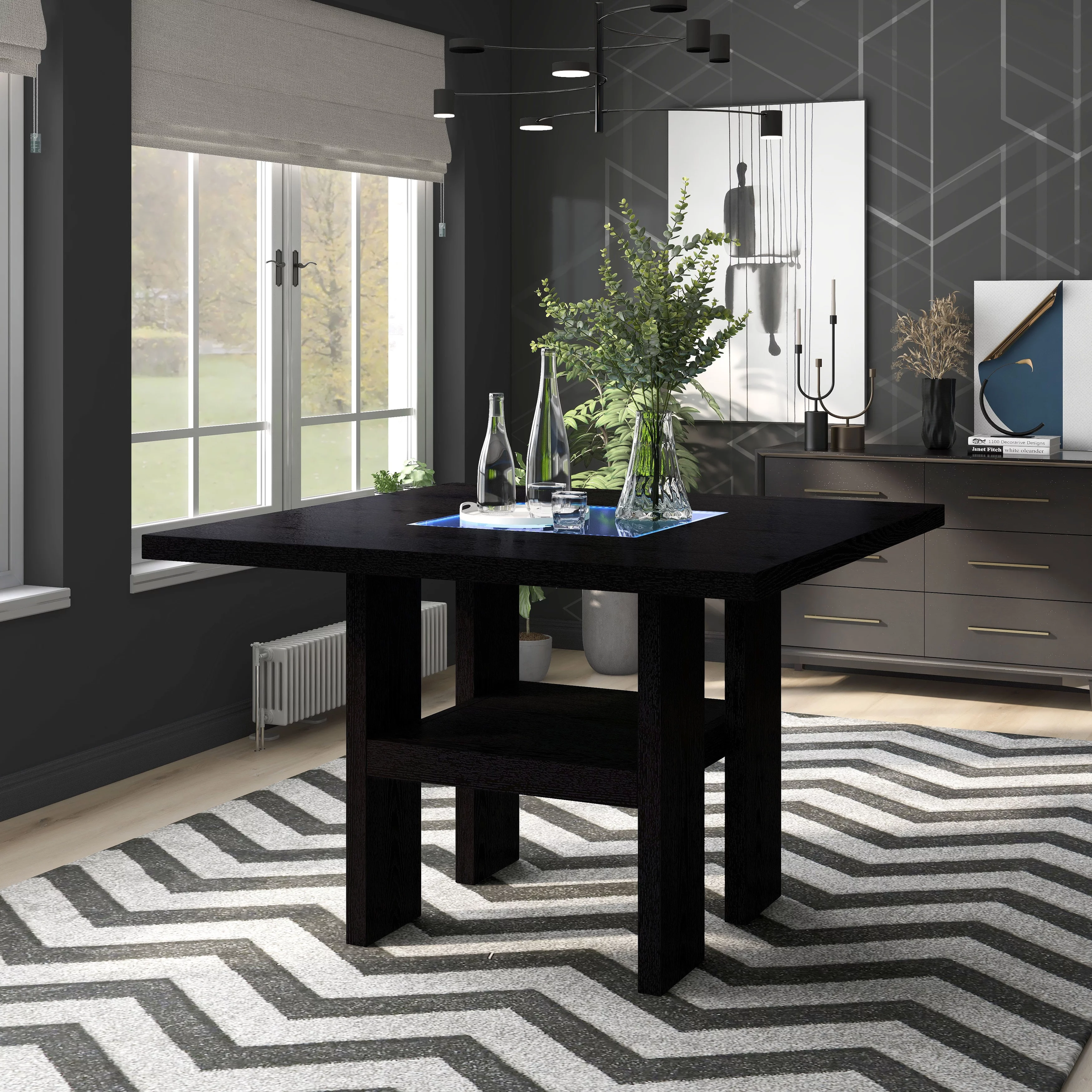 Strick & Bolton  Lange 54-inch Light-up Counter Height Wood Dining Table