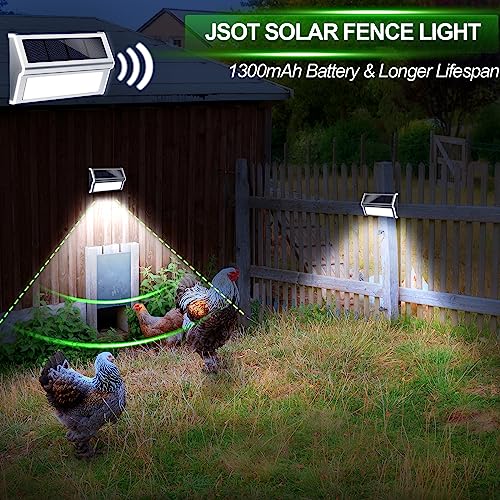 JSOT Solar Outdoor Lights, 12 Pack Solar Fence Lights, Deck Lights, Solar Powered Waterproof Outside Lighting for Garden Backyard Patio Yard Stair Step Wall Railing Post, Cool Light