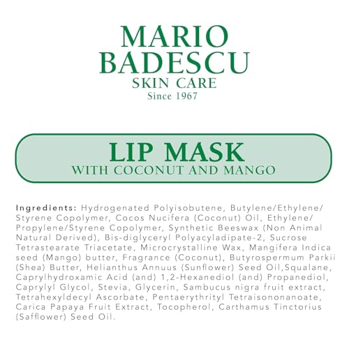 Mario Badescu Lip Mask, Overnight Lip Treatment Enriched With Skin Softening Coconut Oil and Hydrating Shea Butter