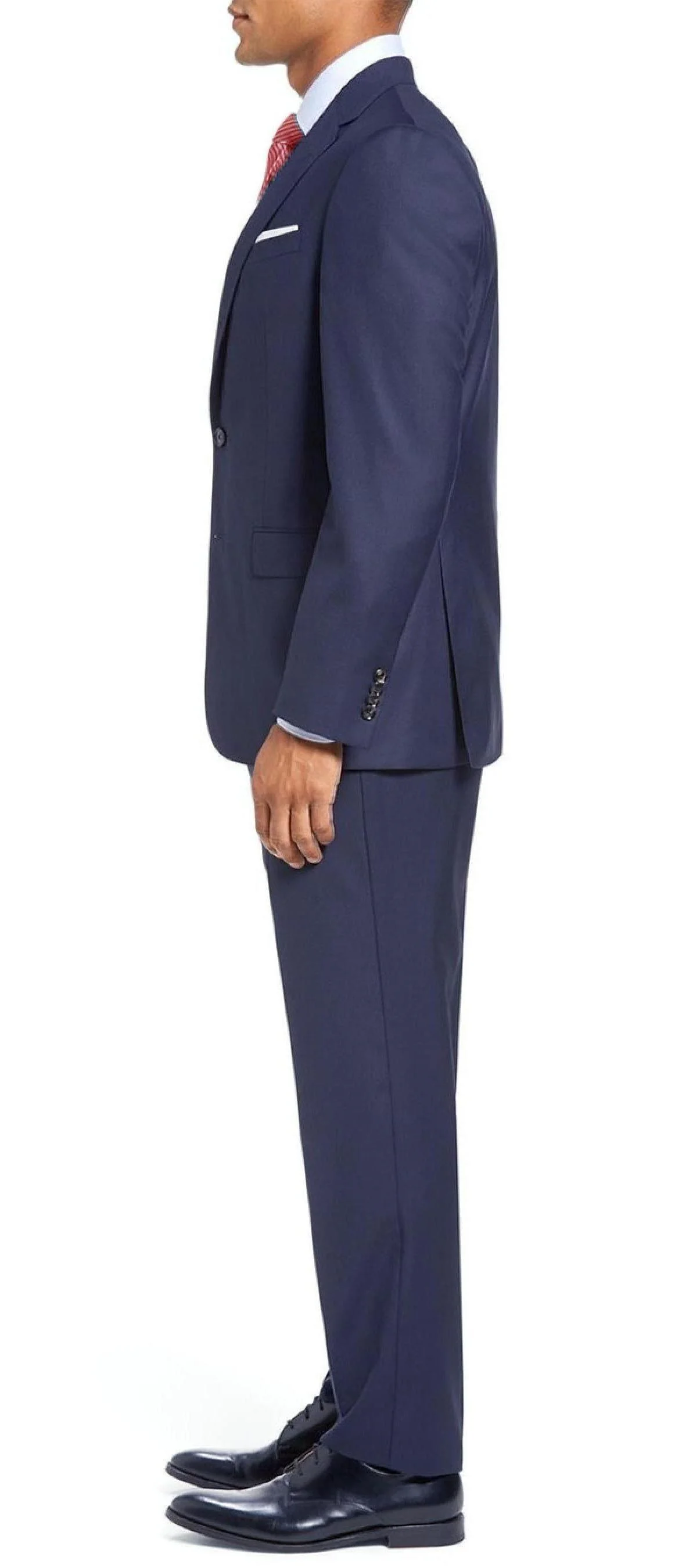 Mens Side Vent Two Piece Blue Stripe Modern Fit Suit