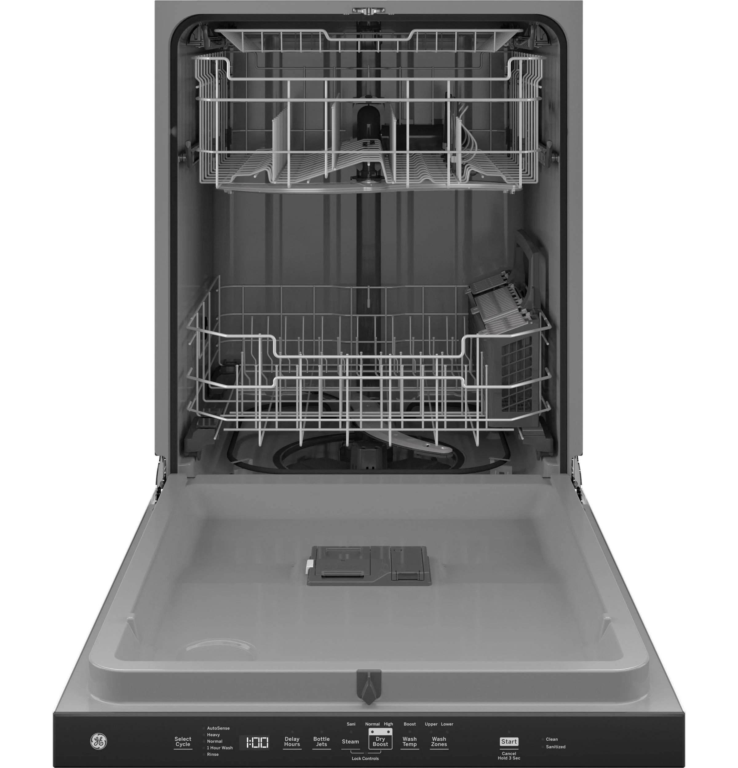 GE Top Control with Plastic Interior Dishwasher Sanitize Cycle & Dry Boost - GDP630PGRWW
