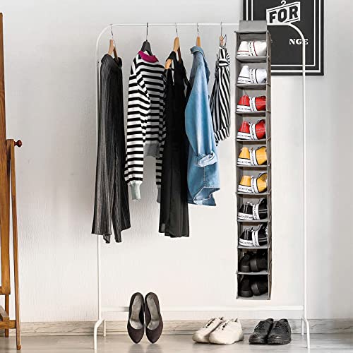 PUiKUS 10-Shelf Hanging Shoe Organizer Hanging Closet Shoe Organizer, Space Saving Shoe Holder & Storage, Closet Organizer Great for Shoes