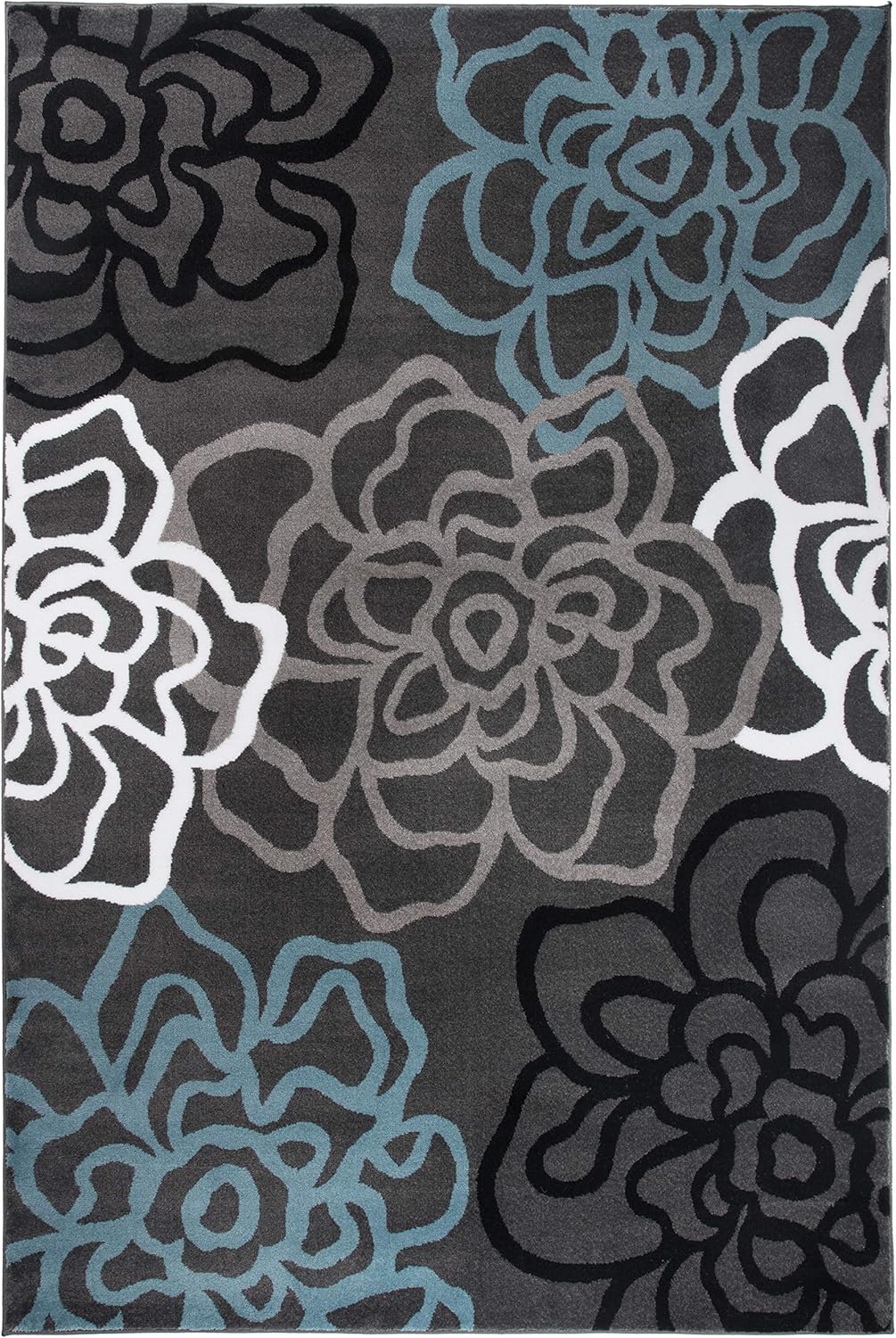 Rugshop Contemporary Modern Floral Abstract Flowers Easy Maintenance for Home Office, Living Room, Bedroom, Kitchen Soft Area Rug 5' 3