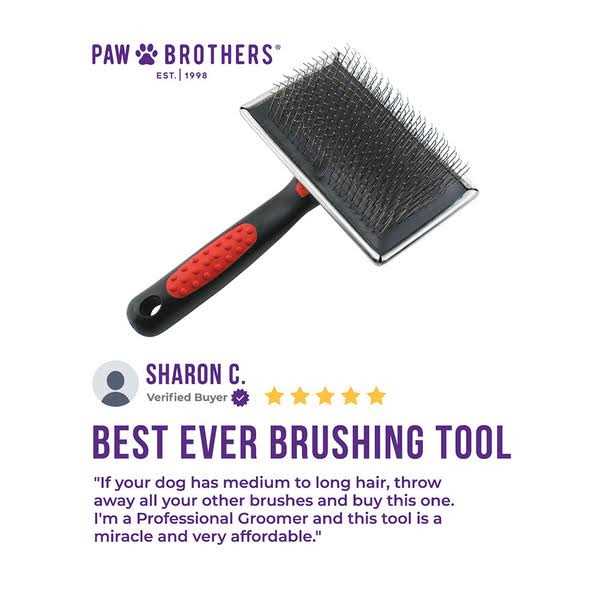 ryan's Pet supplies Paw Brothers Extra Long Pin Flat Slicker Brush for Dogs - Pet Supplies online store