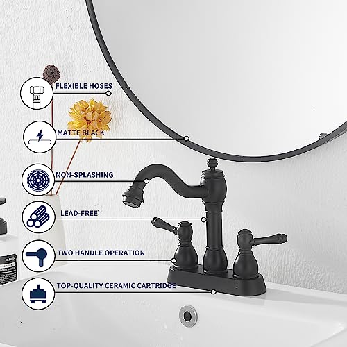 GGStudy 360° Swivel Antique Brass Bathroom Vessel Sink Faucet Single Handle One Hole Matching with Pop Up Drain