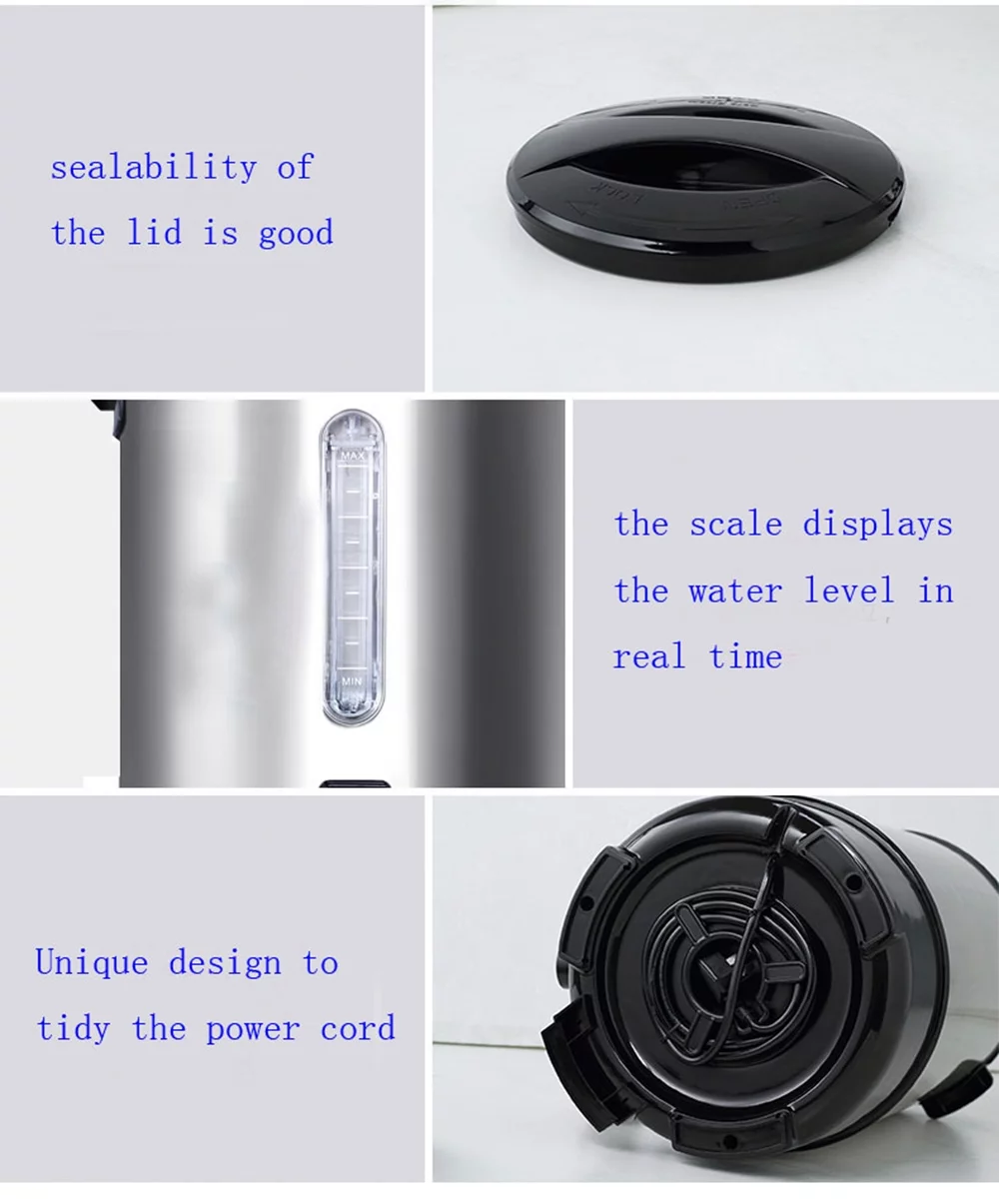 TECHTONGDA Hot Water Dispenser Commercial Home Stainless Steel Kettle Silver 19.6L