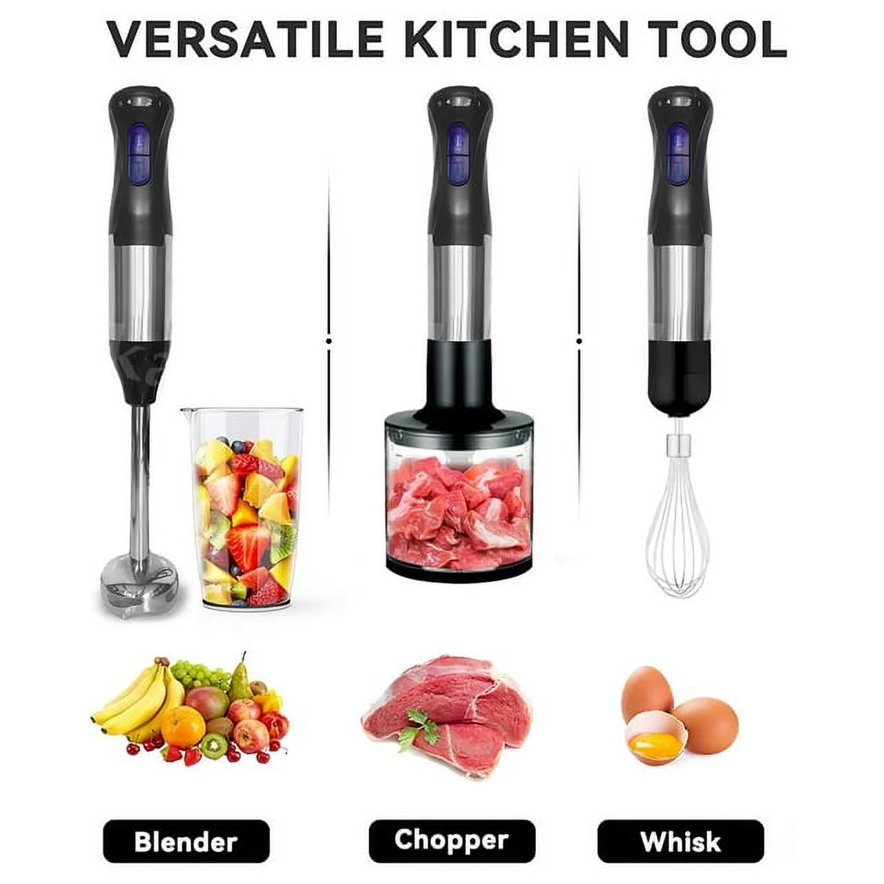 Immersion Blender, Hand Blender Electric, 4-in-1 Immersion Blender Handheld, 5-Speed, 1000W Handheld Blender - Hand Blenders Immersion, Hand Mixer Electric Blenders for Kitchen, Smoothie Blender