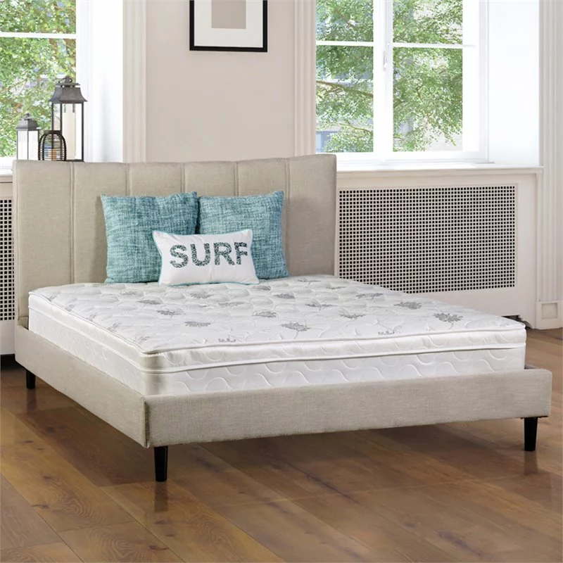 Furniture of America Kya Fabric 9-Inch Twin Euro Top Mattress in White