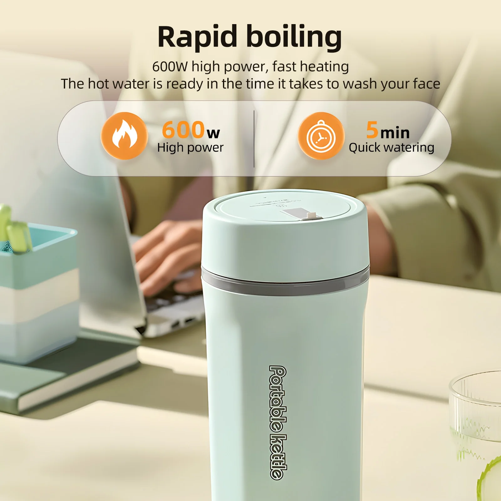 Shinysix Electric kettle,Water Boiler Kettle 500ml Stainless Portable Kettle Kettle Portable Kettle 500ml Water kettle 500ml Stainless Steel