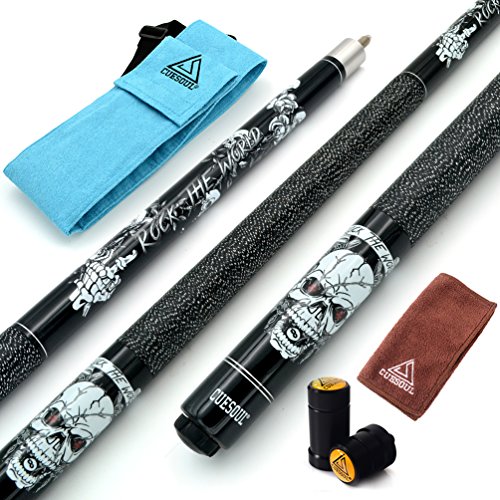 CUESOUL 58 inch 19/20/21 oz 1/2 Maple Pool Cue Stick Kit-Rockin Series