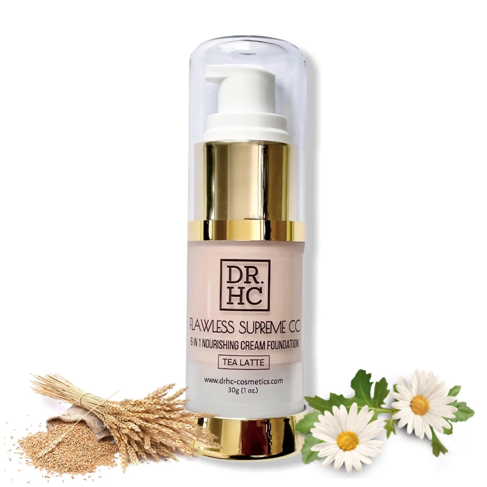 DR.HC Flawless Supreme CC 6 in 1 Nourishing Cream Foundation (3 Shades) (30g, 1oz.) (Natural UV Care, Skin brightening, Anti-acne, Anti-aging...) SHIP FROM: USA, COLOR: MOCHA