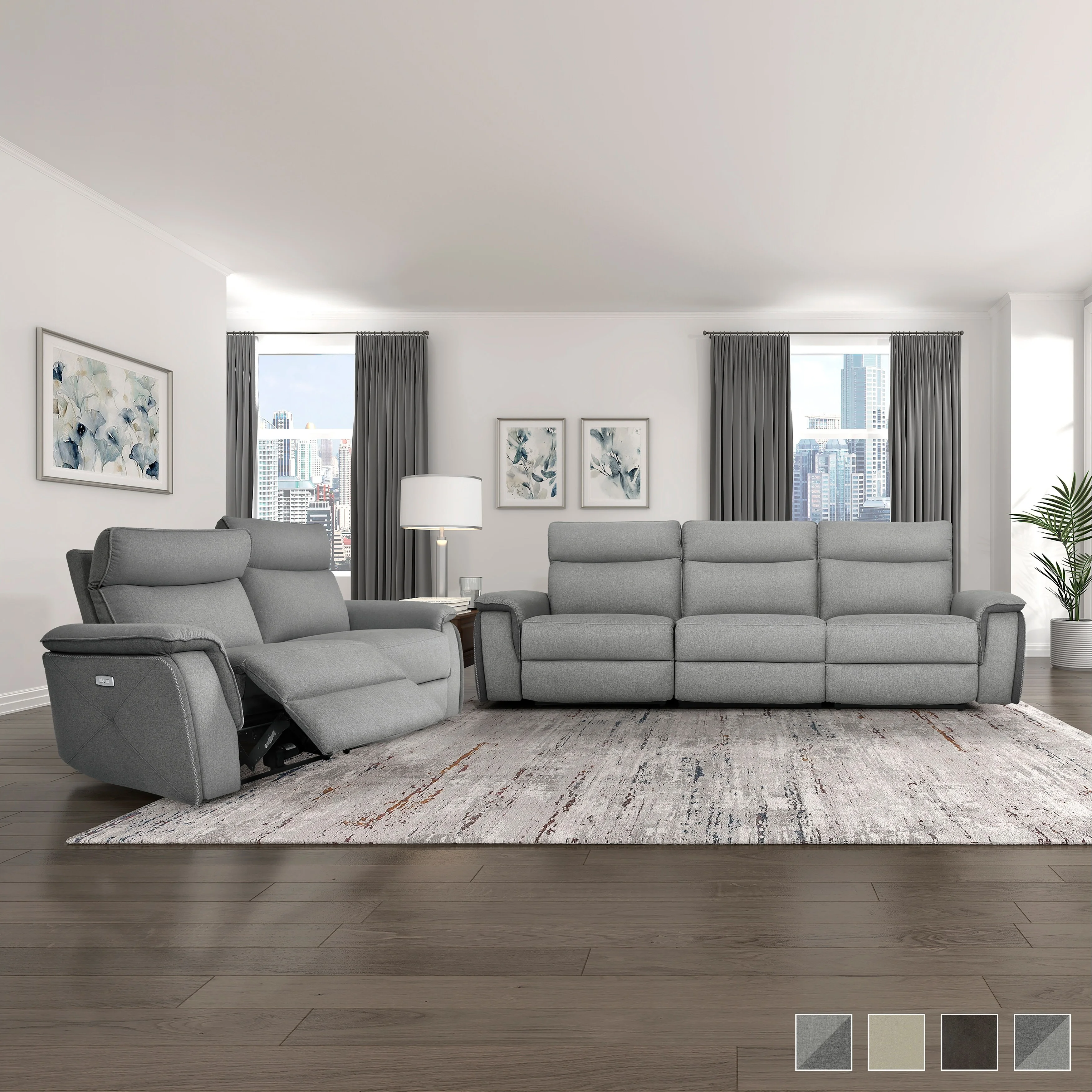 Fremont & Park Blythe 2-Piece Power Reclining Living Room Sofa Set Dark Brown (Leather) Faux Leather, Leather