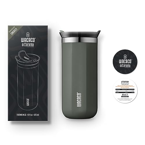 WACACO Octaroma Classico Vacuum Insulated Coffee Mug, Double-wall Stainless Steel Travel Tumbler With Drinking Lid, 6 fl oz (180ml), Carmine Red