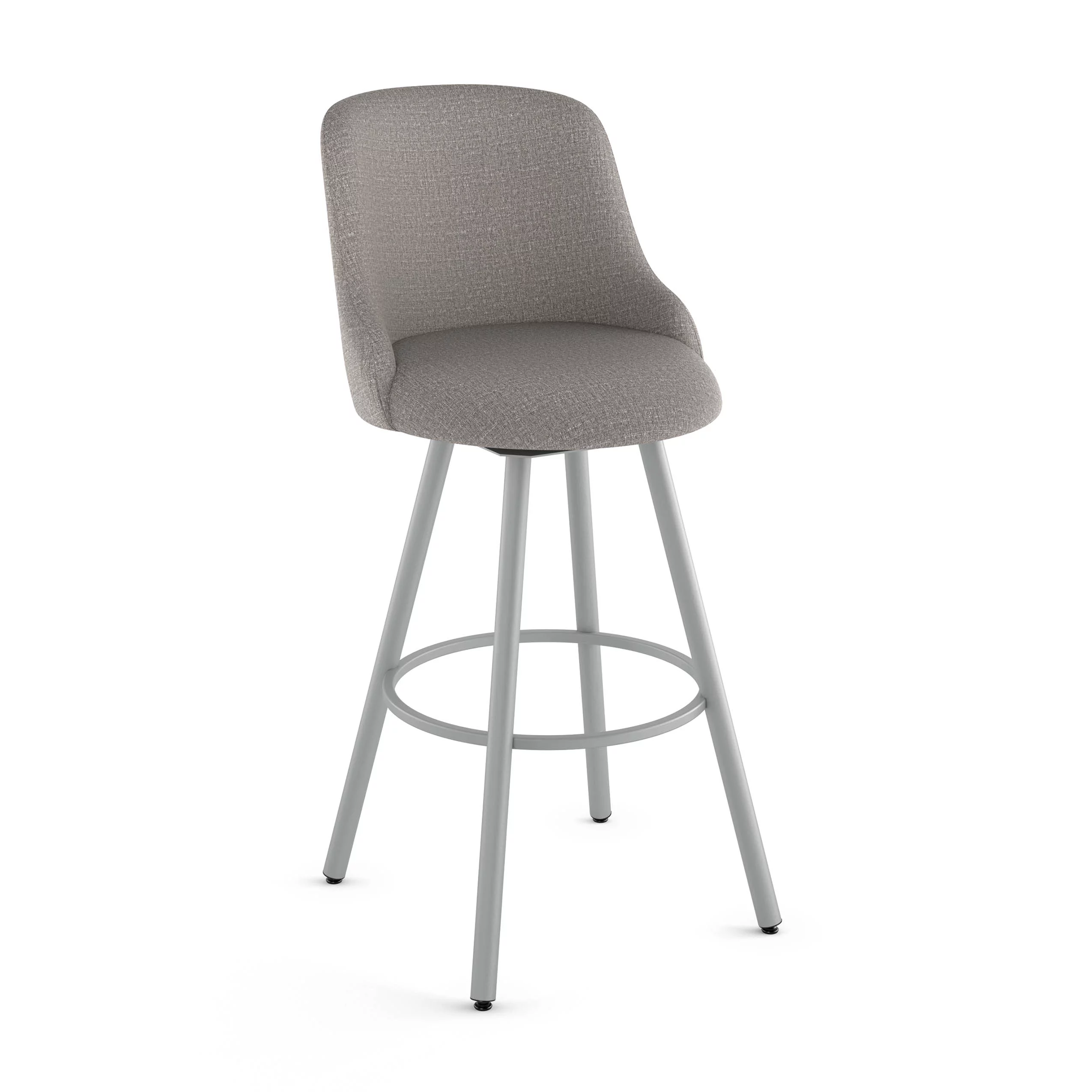 Amisco Kelsea 30 In. Swivel Bar Stool - Silver Grey Polyester / Shiny Grey Metal