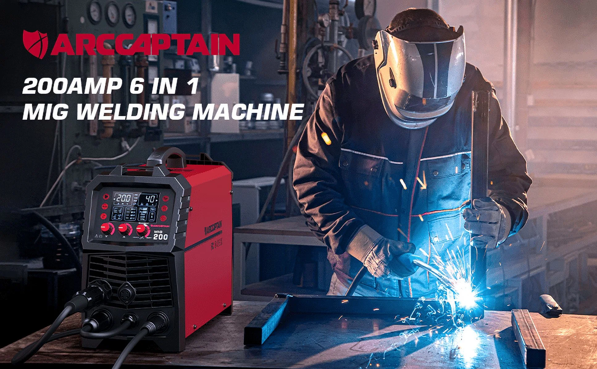 BMTBUY Aluminum MIG Welder, 200Amp 110V/200V Gas MIG/Gasless Flux Core MIG/Stick/Lift TIG/Spot welding/Spool Gun 6 in 1 Multi Process Welding Machine with LED Digital Display