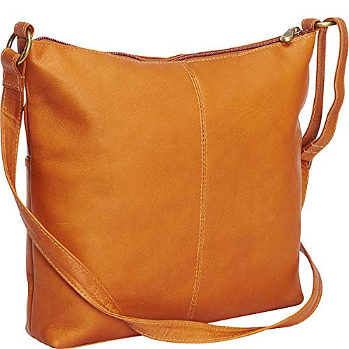 Full-Grain Colombian Leather Carefree Top-Zip Shoulder Bag with Adjustable Strap and Smart Phone Holder