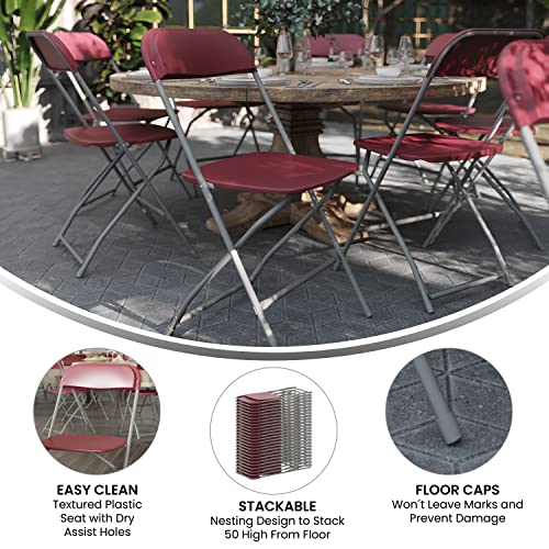 EMMA + OLIVER Set of 2 Plastic Folding Chairs - 650 LB Weight Capacity Lightweight Stackable Folding Chair in White