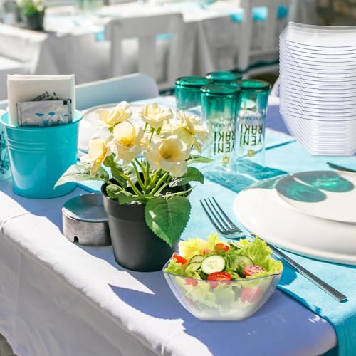 mwellewm 50 Pack Plastic Serving Bowls Disposable Salad Clear Chip Candy Small Bowls for Party 8 Ounce