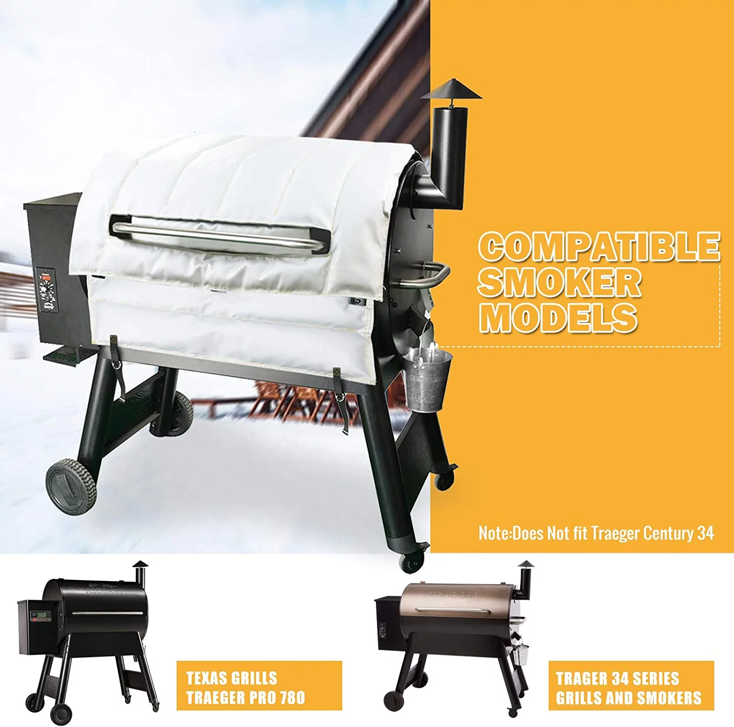 Hisencn Grill Blanket for Traeger 34, Pro 34 Series and Texas Series, Grill Insulation Blanket Compatible with Traeger BAC 628, Grill Blanket for Saving Pellet, Must Have for Winter Cook