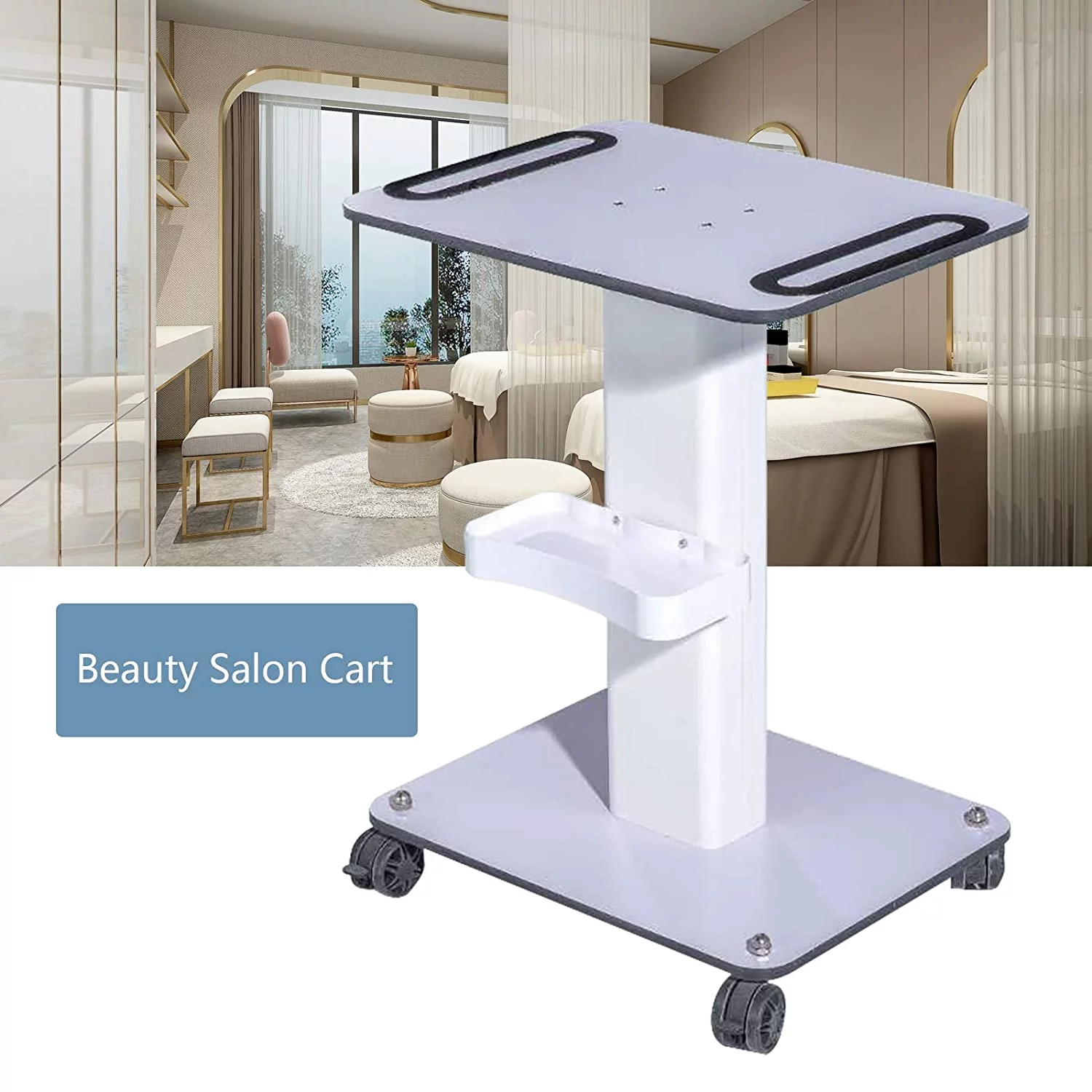 Fichiouy Salon Trolley Rolling Cart Hair Styling Beauty Tool Organizer with ABS Drawers&4 Casters White
