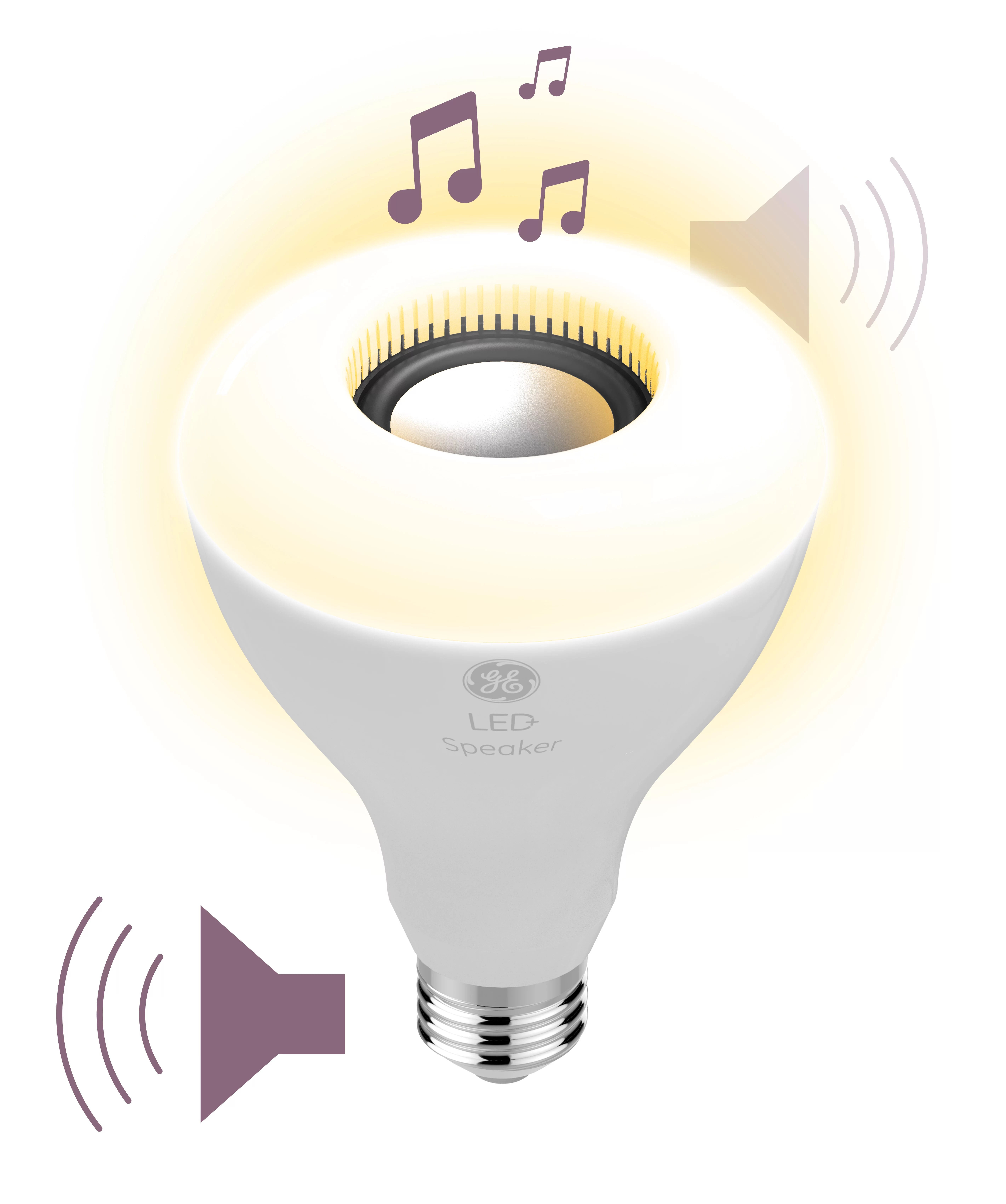 GE LED+ Speaker Floodlight Bulb, 10 Watts, Soft White, Bluetooth Enabled with Remote BR30 Light Bulb