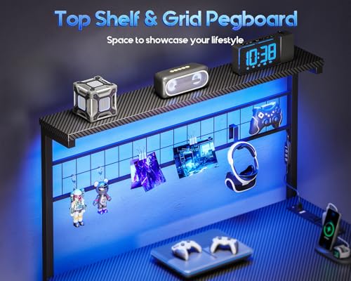 MOTPK L Shaped Gaming Desk with Shelf & 4 Drawers, 43