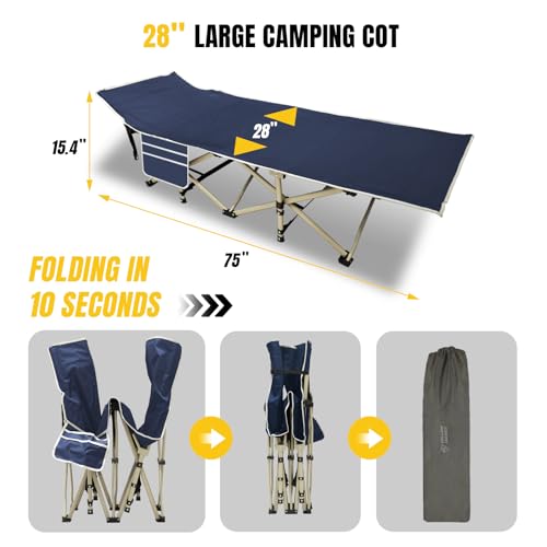 YELLOW JACKET Folding Camping Cot for Adults,600LBS Max Load,28