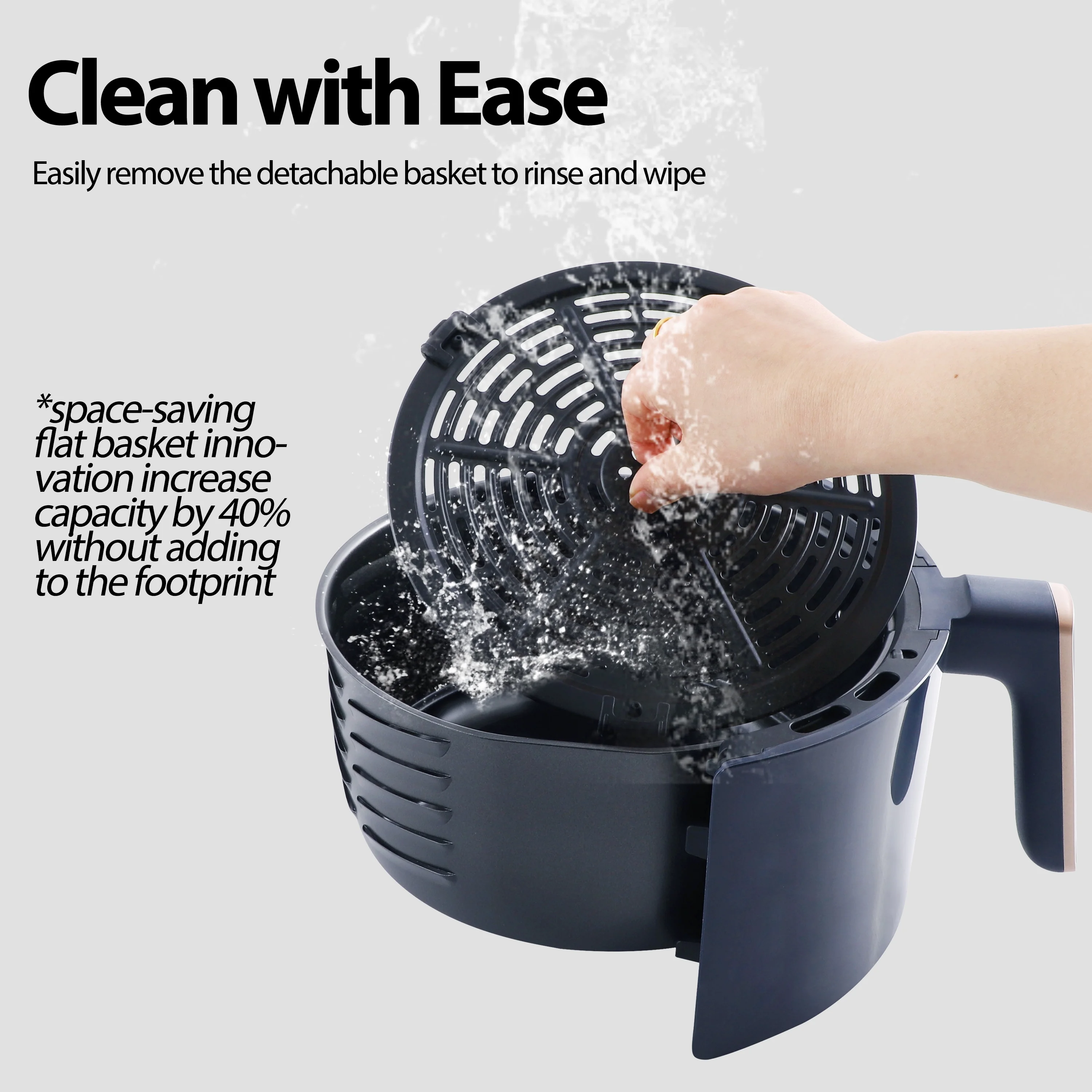 JKM Air Fryer 4.7 Quart, mechanical Air Fryer Oven, Adjustable Timer & Temp, No Oily Smoke Frying Cooking, Auto Shut Off, 1500W, Navy Blue