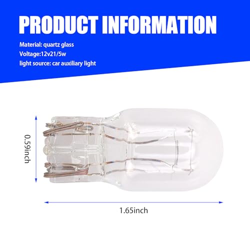 Pack-10 T20 Car Brake Lights, 1891/7443 5W Double-wire Vehicle Turn Signal Tail Light Replacements, Universal Waterproof Automotive Lighting Accessories for Truck SUV Car (White Light)