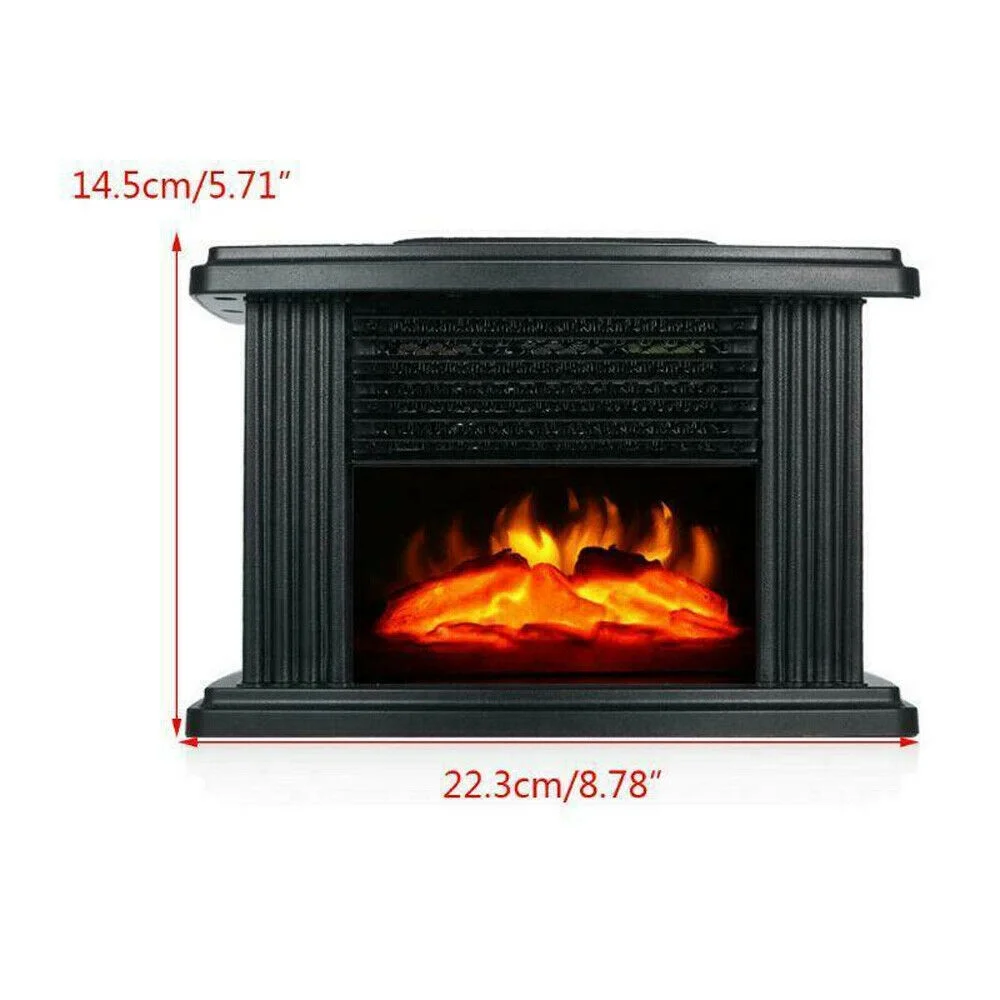 Oukaning Mini Heater,1000W Fireplace Heater Electric Stove with 3 gear Fast Heating System Aluminum(Black)