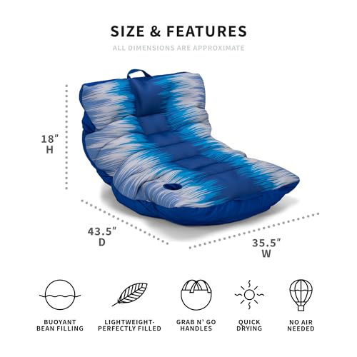 Big Joe Captain's Float No Inflation Needed Pool Lounger, Double Sided Mesh, Quick Draining Fabric