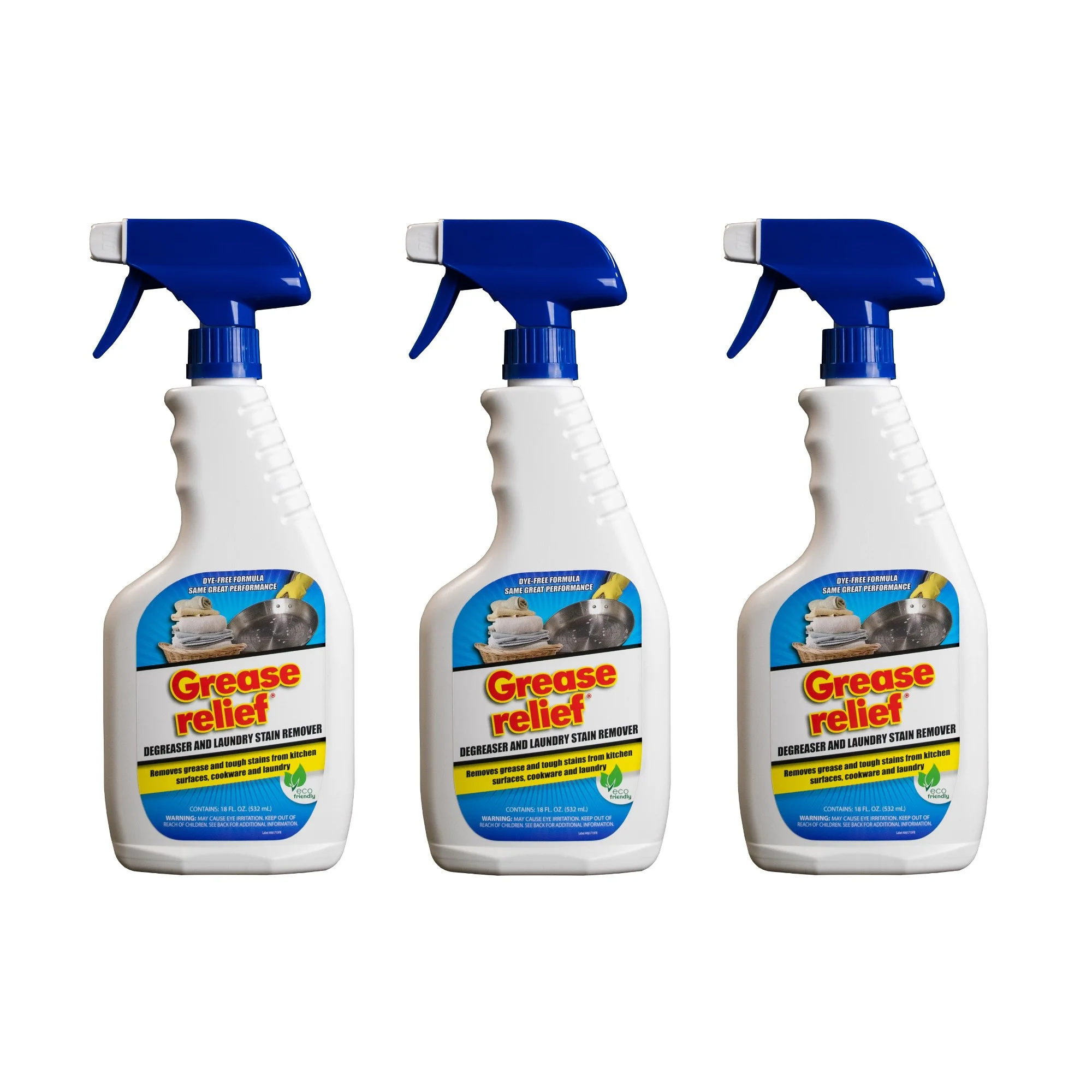 Grease Relief Degreaser and Laundry Stain Remover, 18 Ounce, 3 Pack