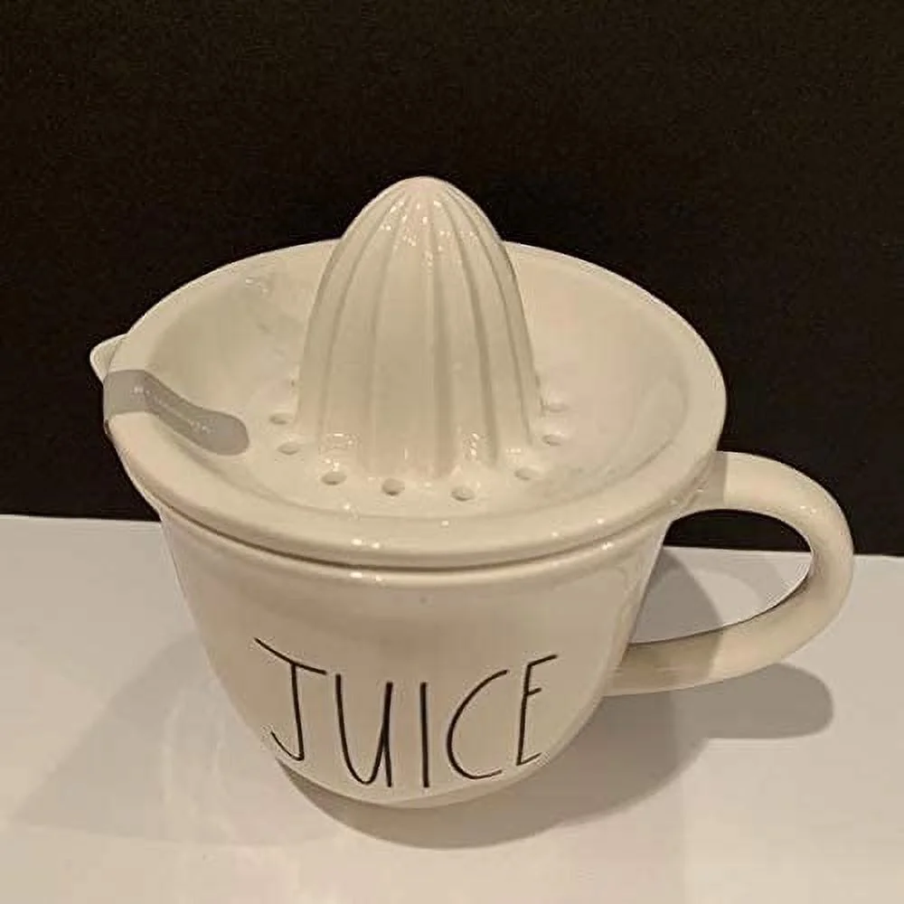 Rae Dunn JUICE Ivory 2 Piece Ceramic Juicer Set with Black LL Letters Kitchen