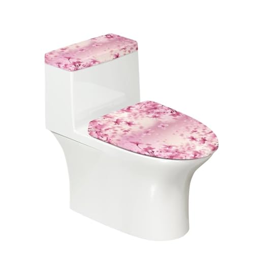 Santa Toilet Seat Cover Comfy Toilet Lid Cover and Toilet Tank Cover Polyester Fabric Toilet Seat Lid Cover Soft Christmas Theme Bathroom Decoration Set