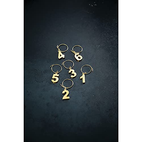 Viski Gold Plated Wine Charms Set, Elegant Wine Glass Charms for Stem Glasses, Stylish Drink Markers, Perfect for Weddings, Cocktail Parties, Celebrations, and Special Occasions, Set of 6
