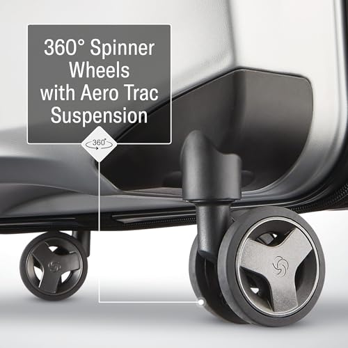 Samsonite Carry-On Pro Front Pocket Hardside Expandable 21-Inch Octiv Luggage: Durable & Impact Resistant, 360° Aero Trac Spinner Wheels, Adjustable Telescopic Handle, TSA Approved Lock - Silver