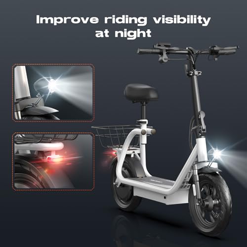 Caroma Peak 500W/800W/1200W Electric Scooter with Seat, LED Display & up to 30Miles,12