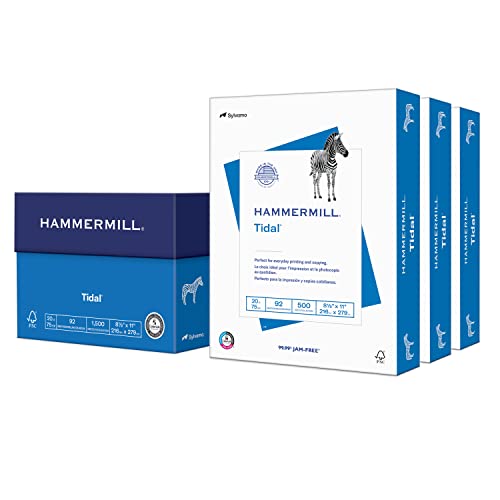 Hammermill Printer Paper, Tidal 20 lb Copy Paper, 8.5 x 11-1 Ream (500 Sheets) - 92 Bright, Made in the USA